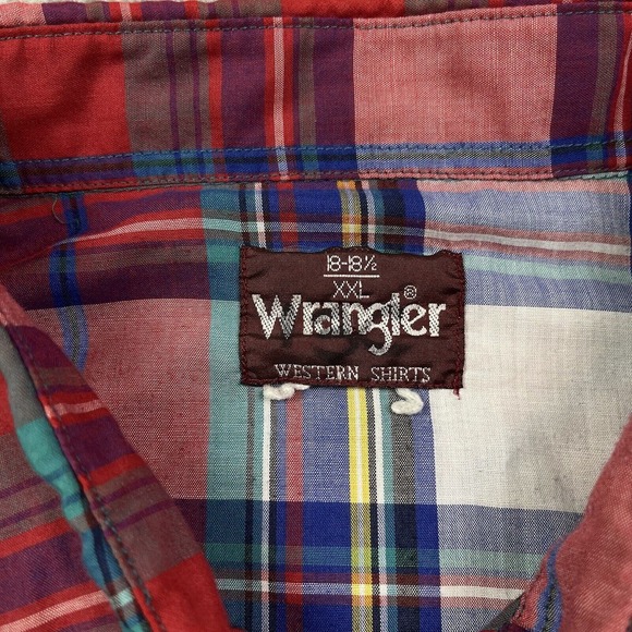 Wrangler Western Shirt Mens Size XXL Pearl Snap Long Sleeve Multicolor Red Plaid - Picture 3 of 7
